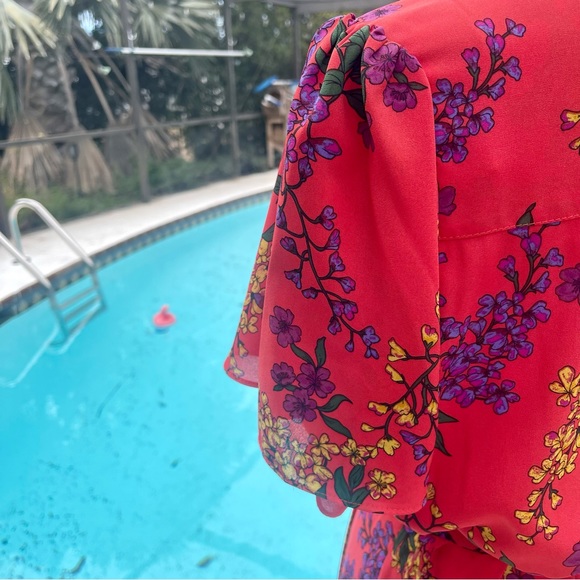 Nanette Lepore Terracotta Flutter Sleeve
Chiffon Floral Print Shirtdress Size 14 - Picture 6 of 10